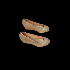 J. Crew Women's Seville Espadrilles Slip On Wedge Heels Gold Metallic Size 8